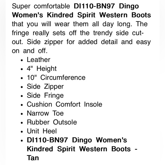 Dingo Kindred Spirit Western Fringe Suede Booties 7M Tan Leather NWOT - Picture 10 of 10